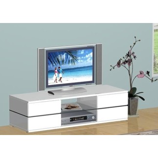 Meuble TV design, en bois laqué blanc, SUOMI