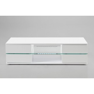 Meuble TV design, en bois laqué blanc, SUOMI