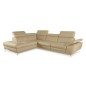 Canapé d'angle relax 100% tout cuir épais luxe italien 1 relax électrique 5/6 places KASTER beige angle gauche
