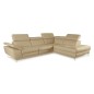 Canapé d'angle relax 100% tout cuir épais luxe italien 1 relax électrique 5/6 places KASTER beige angle droit Canapé d'angle relax 100% tout cuir épais luxe italien 1 relax électrique 5/6 places KASTER beige angle droit