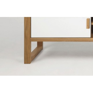Meuble TV design, bois laqué blanc, OSLO
