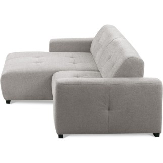 Canapé d'angle profondeur réglable fasano velours luxe gris clair 5 places, angle gauche (vu de face) - Mobilier Privé
