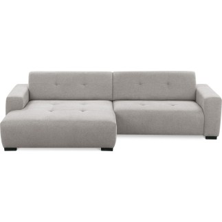 Canapé d'angle profondeur réglable fasano velours luxe gris clair 5 places, angle gauche (vu de face) - Mobilier Privé