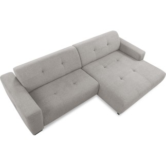 Canapé d'angle profondeur réglable fasano velours luxe gris clair 5 places, angle gauche (vu de face) - Mobilier Privé