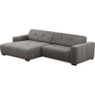 Canapé d'angle profondeur réglable fasano velours luxe gris clair 5 places, angle gauche (vu de face) - Mobilier Privé