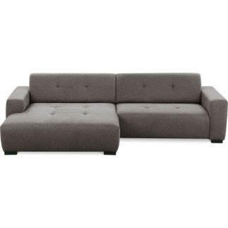Canapé d'angle profondeur réglable fasano velours luxe gris clair 5 places, angle gauche (vu de face) - Mobilier Privé