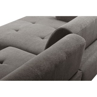 Canapé d'angle profondeur réglable fasano velours luxe gris clair 5 places, angle gauche (vu de face) - Mobilier Privé