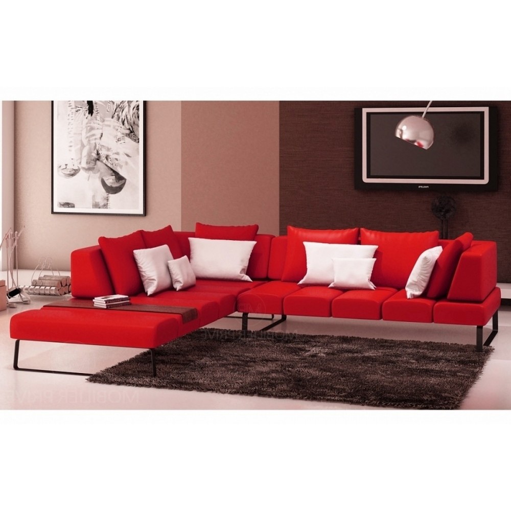 Canapé d'angle en cuir italien 6/7 places ELENA, rouge, angle gauche Canapé d'angle en cuir italien 6/7 places ELENA, rouge, angle gauche