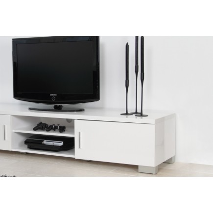 Meuble TV design, en bois laqué blanc, RAXON