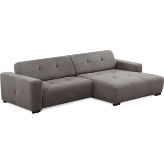 Canapé d'angle profondeur réglable fasano velours luxe gris clair 5 places, angle gauche (vu de face) - Mobilier Privé