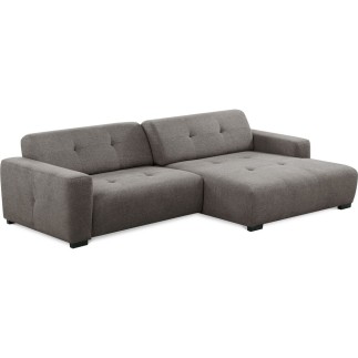 Canapé d'angle profondeur réglable fasano velours luxe gris clair 5 places, angle gauche (vu de face) - Mobilier Privé