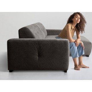 Canapé d'angle profondeur réglable fasano velours luxe gris clair 5 places, angle gauche (vu de face) - Mobilier Privé