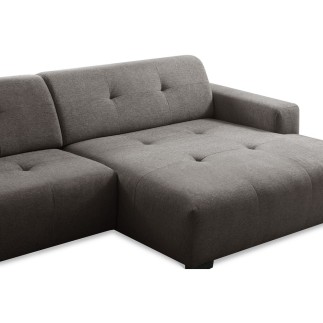 Canapé d'angle profondeur réglable fasano velours luxe gris clair 5 places, angle gauche (vu de face) - Mobilier Privé