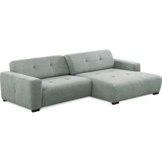 Canapé d'angle profondeur réglable fasano velours luxe gris clair 5 places, angle gauche (vu de face) - Mobilier Privé