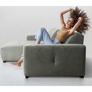 Canapé d'angle profondeur réglable fasano velours luxe gris clair 5 places, angle gauche (vu de face) - Mobilier Privé