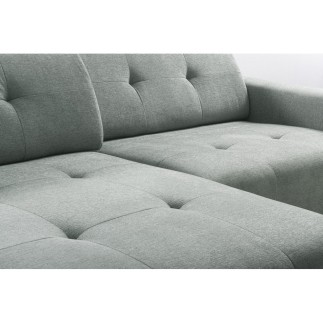 Canapé d'angle profondeur réglable fasano velours luxe gris clair 5 places, angle gauche (vu de face) - Mobilier Privé