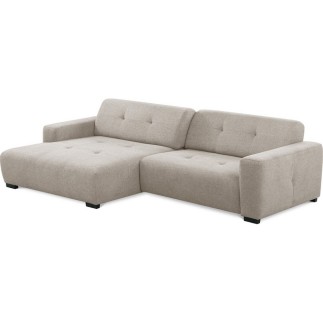 Canapé d'angle profondeur réglable fasano velours luxe gris clair 5 places, angle gauche (vu de face) - Mobilier Privé