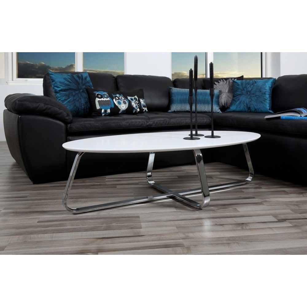 Table basse design, bois laqué blanc mat, KENZI, Long: 120 cm, Larg: 60 cm, Haut: 35 cm Table basse design, bois laqué blanc mat, KENZI, Long: 120 cm, Larg: 60 cm, Haut: 35 cm