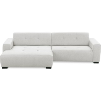Canapé d'angle profondeur réglable fasano velours luxe gris clair 5 places, angle gauche (vu de face) - Mobilier Privé