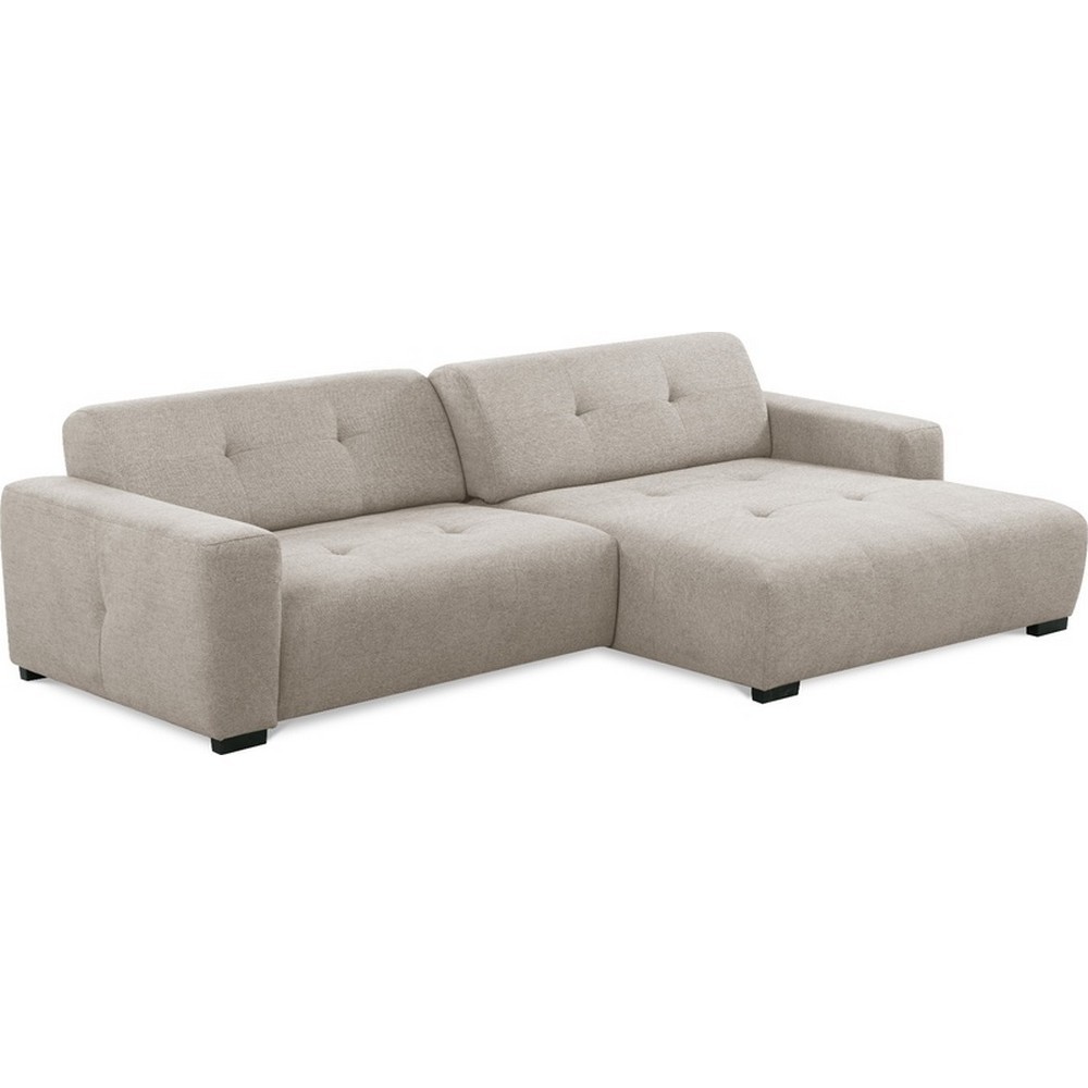 Canapé d'angle profondeur réglable AUSTINI tissu de qualité beige 4 places, angle droit (vu de face)