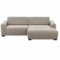 Canapé d'angle profondeur réglable AUSTINI tissu de qualité beige 4 places, angle droit (vu de face)