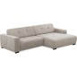 Canapé d'angle profondeur réglable AUSTINI tissu de qualité beige 4 places, angle droit (vu de face)