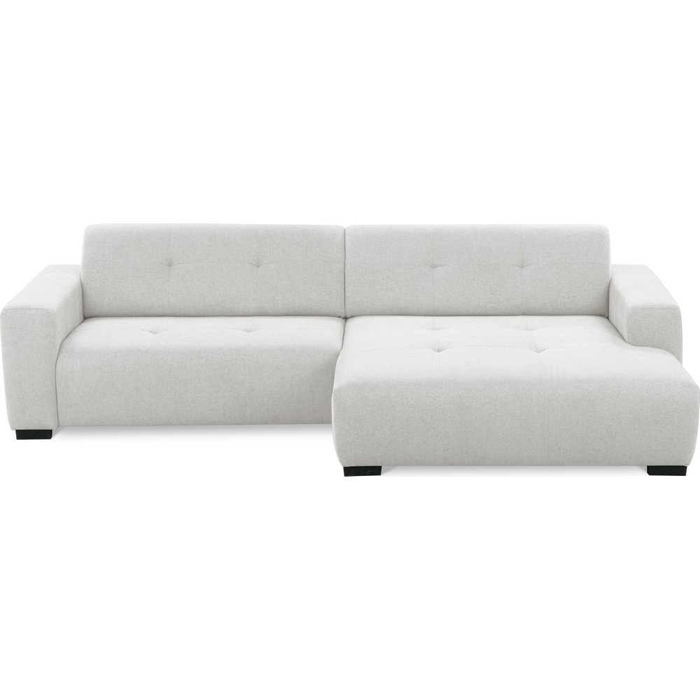 Canapé d'angle profondeur réglable AUSTINI tissu de qualité blanc cassé 4 places, angle droit (vu de face)