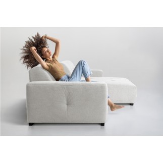 Canapé d'angle profondeur réglable fasano velours luxe gris clair 5 places, angle gauche (vu de face) - Mobilier Privé
