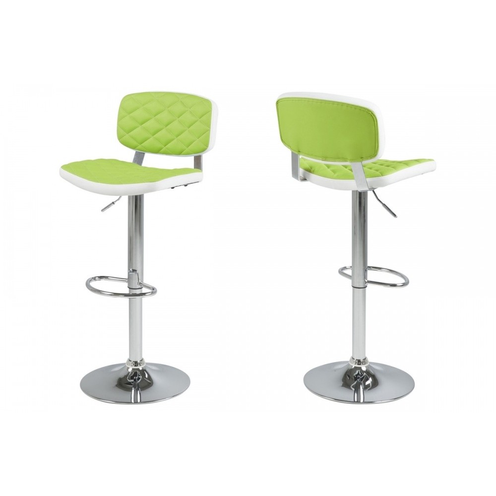 Lot de 2 tabourets design en simili cuir vert et blanc, ALVERO Lot de 2 tabourets design en simili cuir vert et blanc, ALVERO