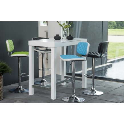 Lot de 2 tabourets design en simili cuir vert et blanc, ALVERO