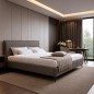 Lit design en cuir italien de luxe AURENE, taupe, 160x200