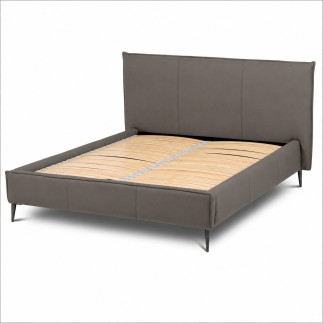 Lit design en cuir italien de luxe AURENE, taupe, 180x200