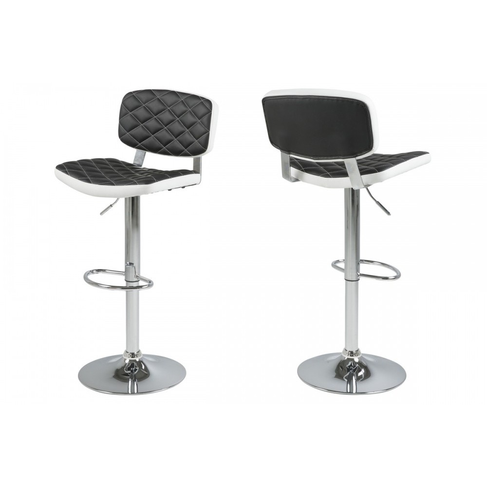 Lot de 2 tabourets design en simili cuir noir et blanc, ALVERO Lot de 2 tabourets design en simili cuir noir et blanc, ALVERO