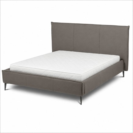 Lit design en cuir italien de luxe AURENE, taupe, 180x200