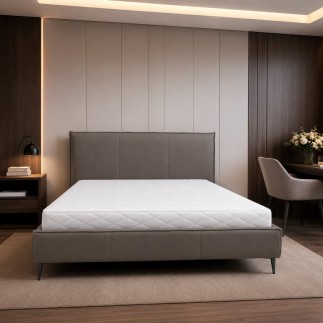 Lit design en cuir italien de luxe AURENE, taupe, 180x200