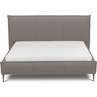 Lit design en cuir italien de luxe AURENE, taupe, 180x200