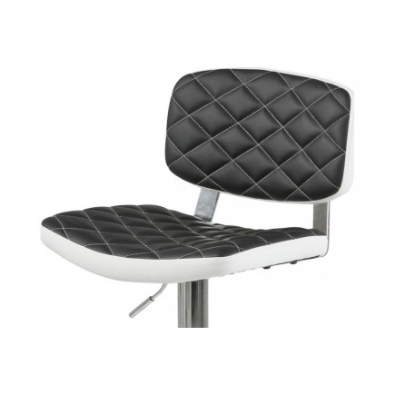 Lot de 2 tabourets design en simili cuir noir et blanc, ALVERO
