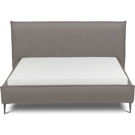 Lit design en cuir italien de luxe AURENE, taupe, 200x200