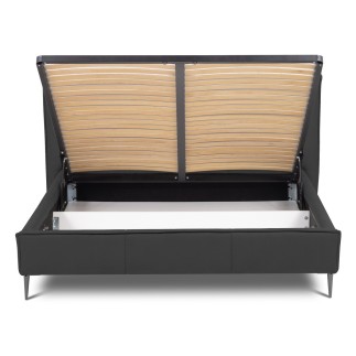 Lit design en cuir italien de luxe AURENE, gris foncé, 160x200