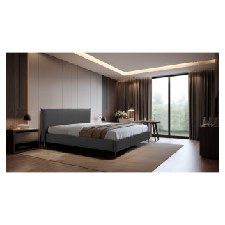 Lit design en cuir italien de luxe AURENE, gris foncé, 160x200