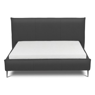 Lit design en cuir italien de luxe AURENE, gris foncé, 160x200