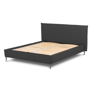Lit design en cuir italien de luxe AURENE, gris foncé, 180x200