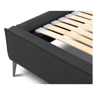 Lit design en cuir italien de luxe AURENE, gris foncé, 180x200