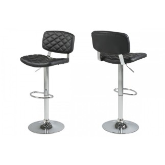 Lot de 2 tabourets design en simili cuir noir uni, ALVERO