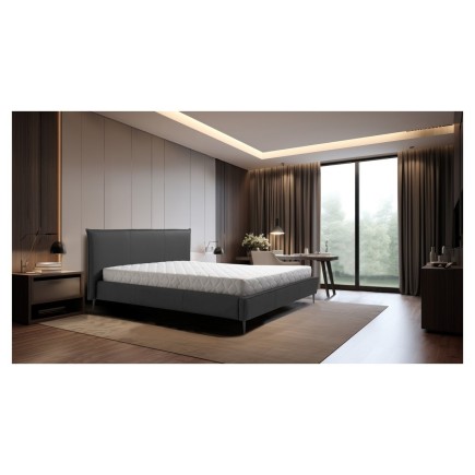 Lit design en cuir italien de luxe AURENE, gris foncé, 180x200