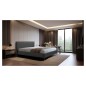 Lit design en cuir italien de luxe AURENE, gris foncé, 180x200 Lit design en cuir italien de luxe AURENE, gris foncé, 180x200