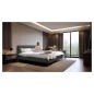 Lit design en cuir italien de luxe AURENE, gris foncé, 200x200 Lit design en cuir italien de luxe AURENE, gris foncé, 200x200