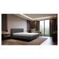 Lit design en cuir italien de luxe AURENE, gris foncé, 200x200 Lit design en cuir italien de luxe AURENE, gris foncé, 200x200