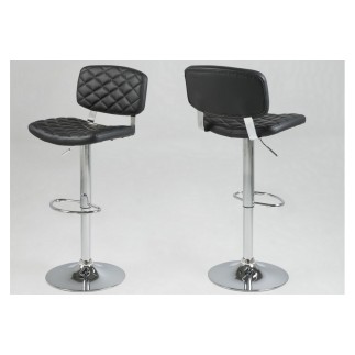 Lot de 2 tabourets design en simili cuir noir uni, ALVERO