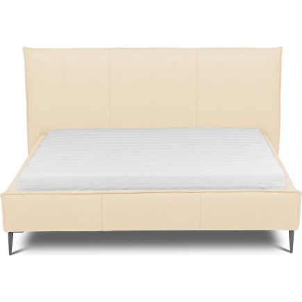 Lit design en cuir italien de luxe AURENE, beige, 140x200